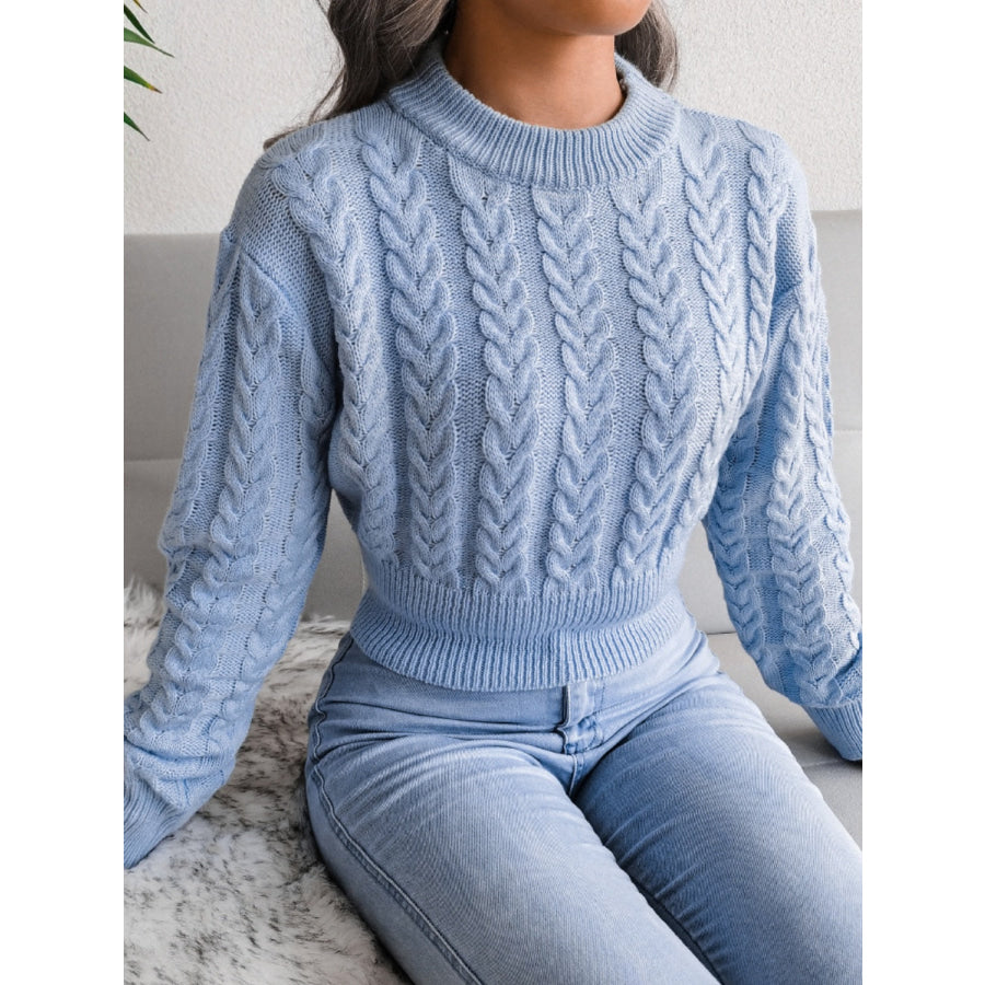Cable-Knit Round Neck Sweater Apparel and Accessories