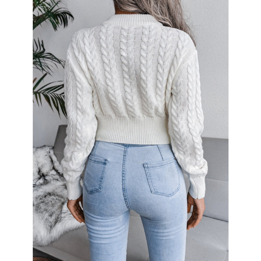 Cable-Knit Round Neck Sweater Apparel and Accessories