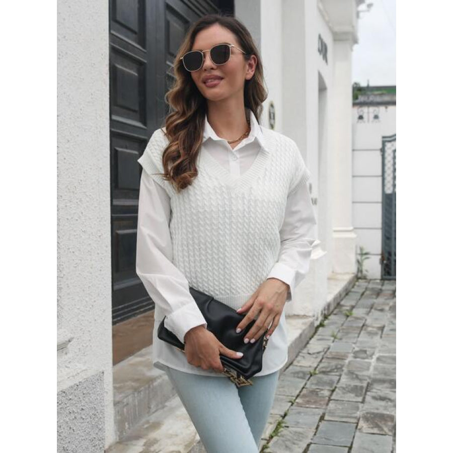 Cable-knit V-Neck Sweater Vest