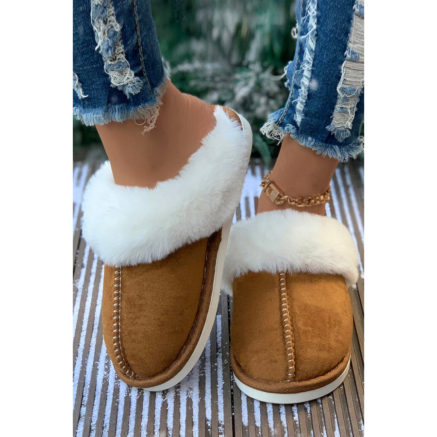 Camel Plush Suede Winter Home Slippers Shoes & Bags/Slippers