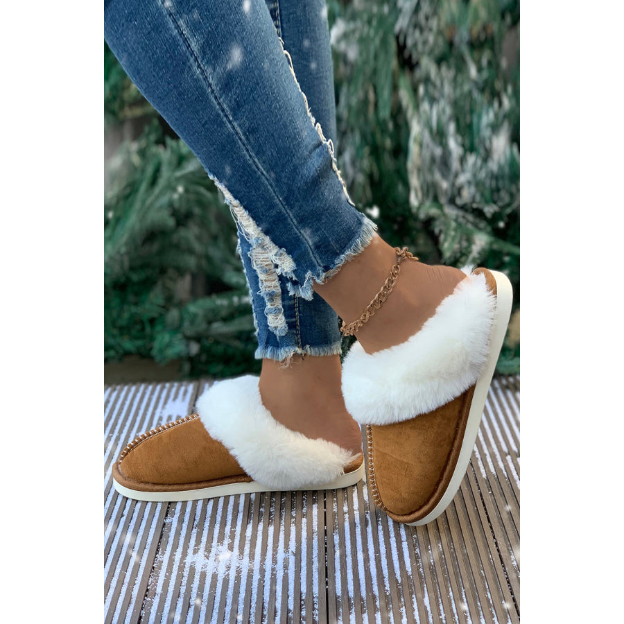 Camel Plush Suede Winter Home Slippers Shoes & Bags/Slippers