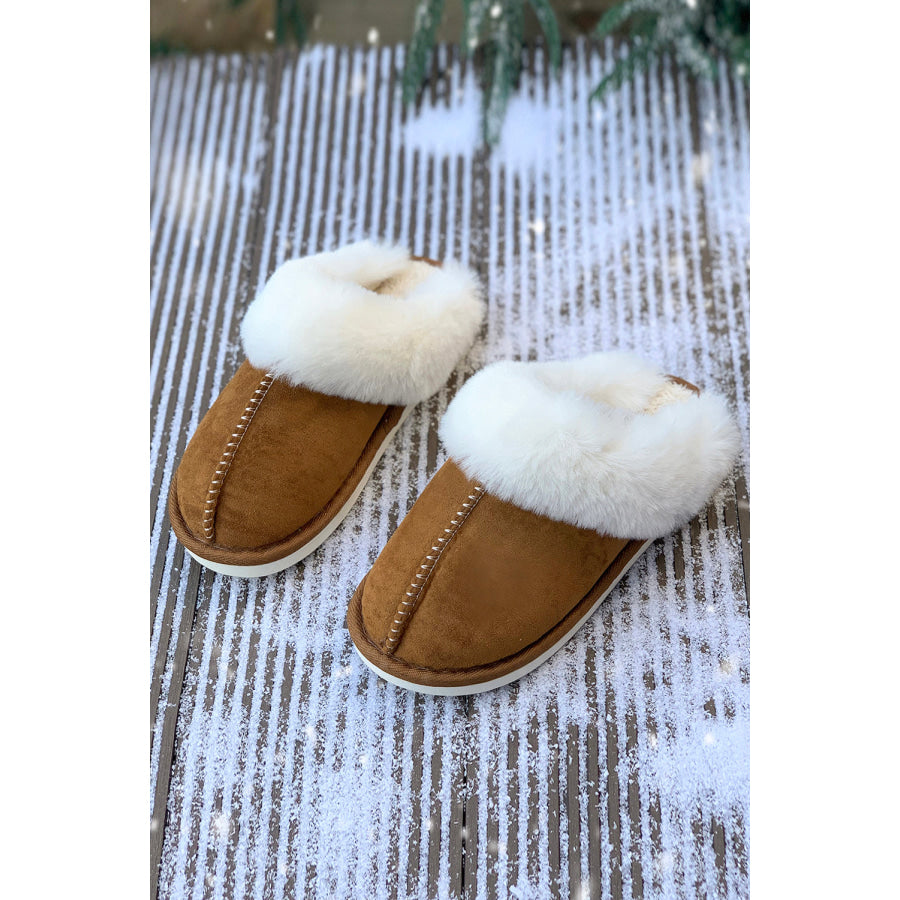 Camel Plush Suede Winter Home Slippers Shoes & Bags/Slippers