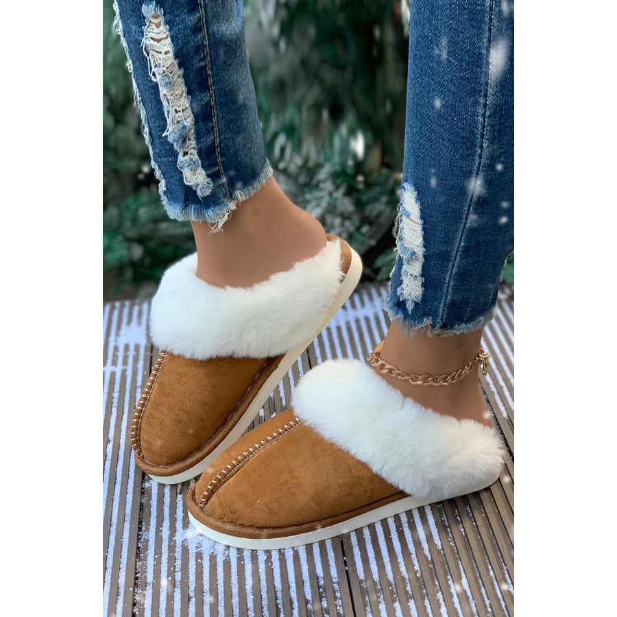 Camel Plush Suede Winter Home Slippers Shoes & Bags/Slippers