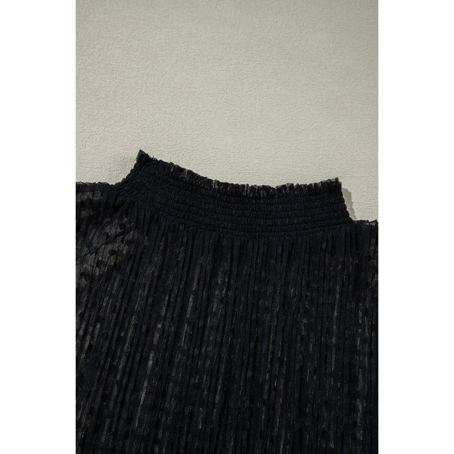 cami and Lace Sheer Mock Neck Long Sleeve Blouse Apparel and Accessories