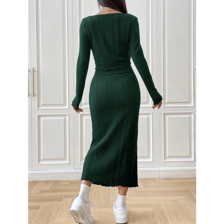 Cami Dress and Tied Long Sleeve Cardigan Set Apparel and Accessories