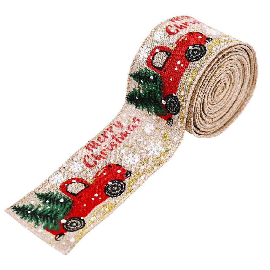Car & Christmas Tree Ribbon Beige / One Size