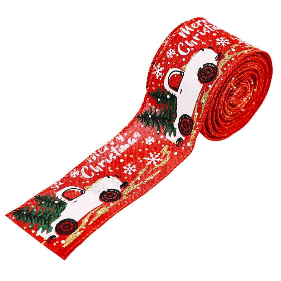 Car & Christmas Tree Ribbon Red / One Size