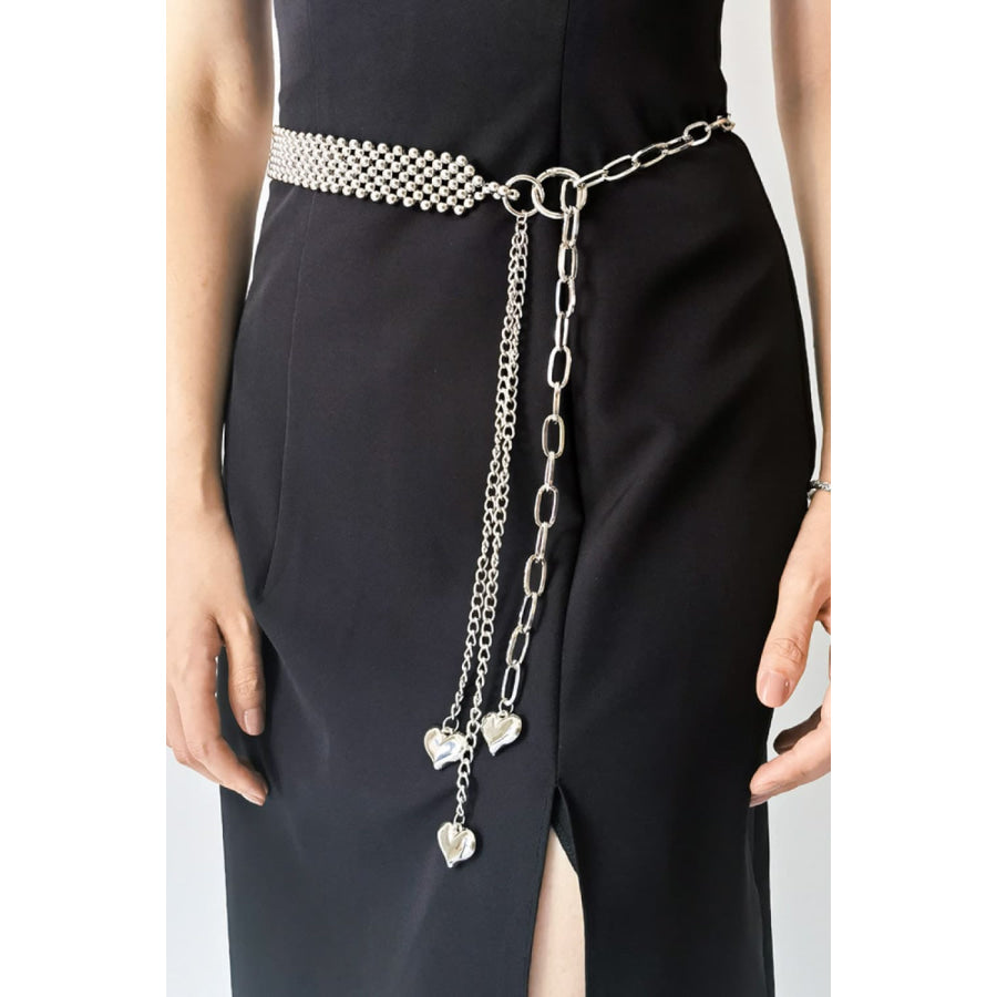 CCB Bead Heart Charm Belt Silver / One Size
