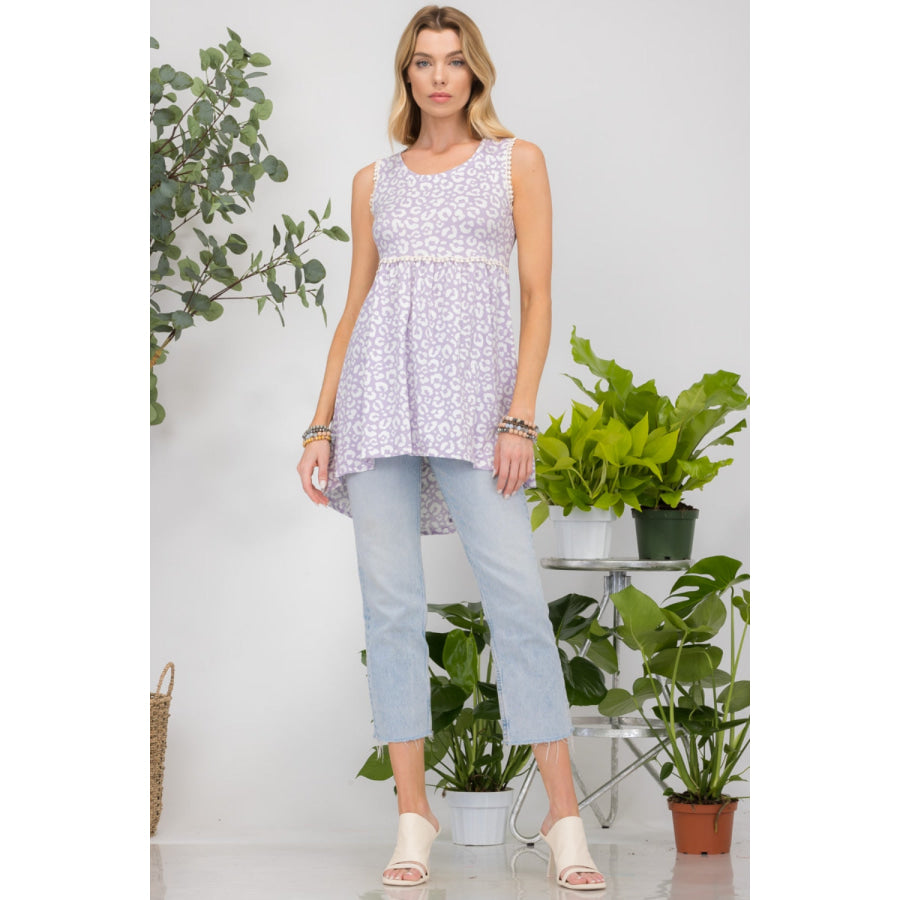 Celeste Full Size Contrast High-Low Hem Tank Apparel and Accessories