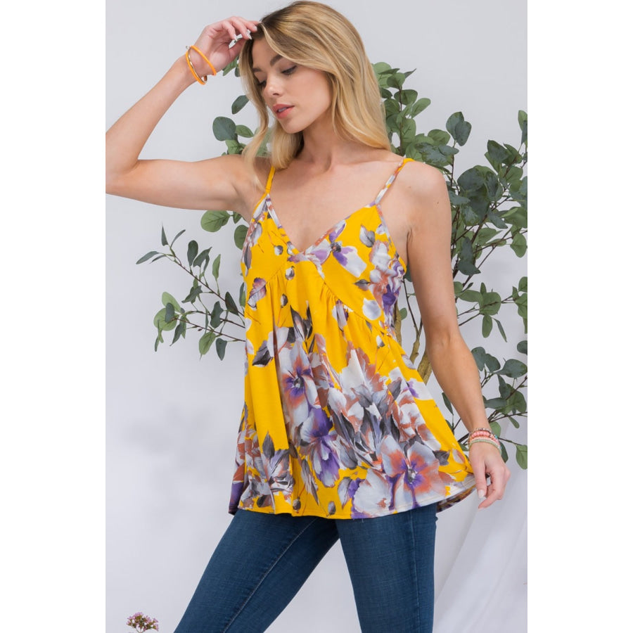 Celeste Full Size Floral V-Neck Cami Apparel and Accessories