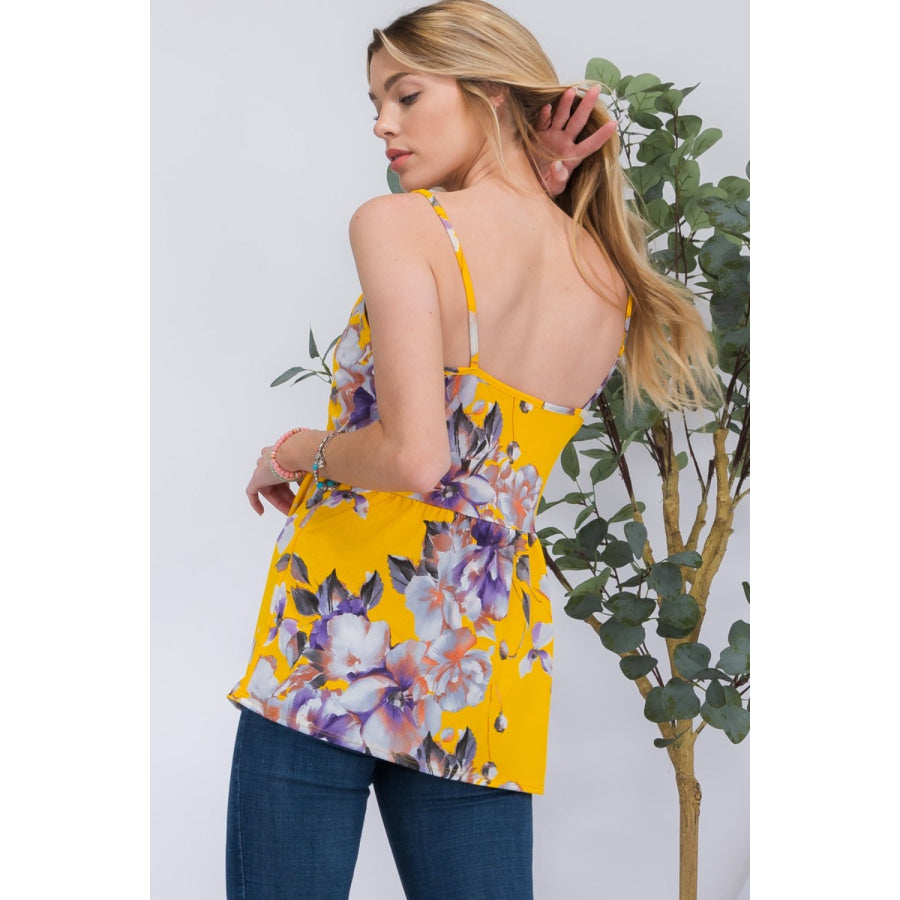 Celeste Full Size Floral V-Neck Cami Apparel and Accessories