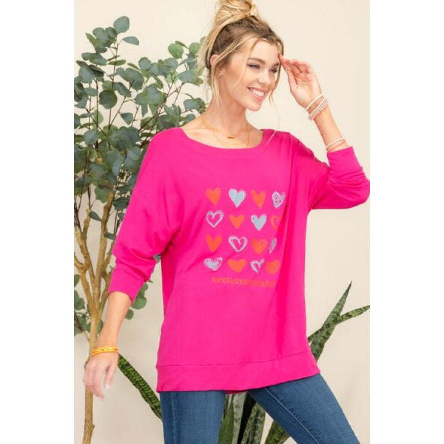 Celeste Full Size Heart Graphic Long Sleeve T-Shirt Apparel and Accessories