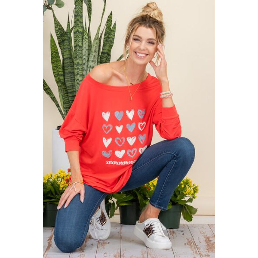Celeste Full Size Heart Graphic Long Sleeve T-Shirt Apparel and Accessories