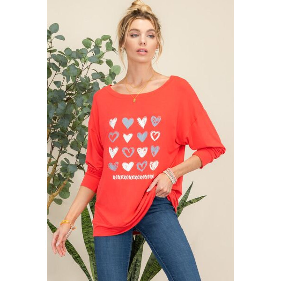 Celeste Full Size Heart Graphic Long Sleeve T-Shirt Apparel and Accessories
