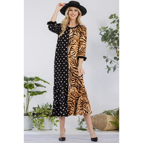 Sandee Rain Boutique Celeste Full Size Polka Dot Leopard Round