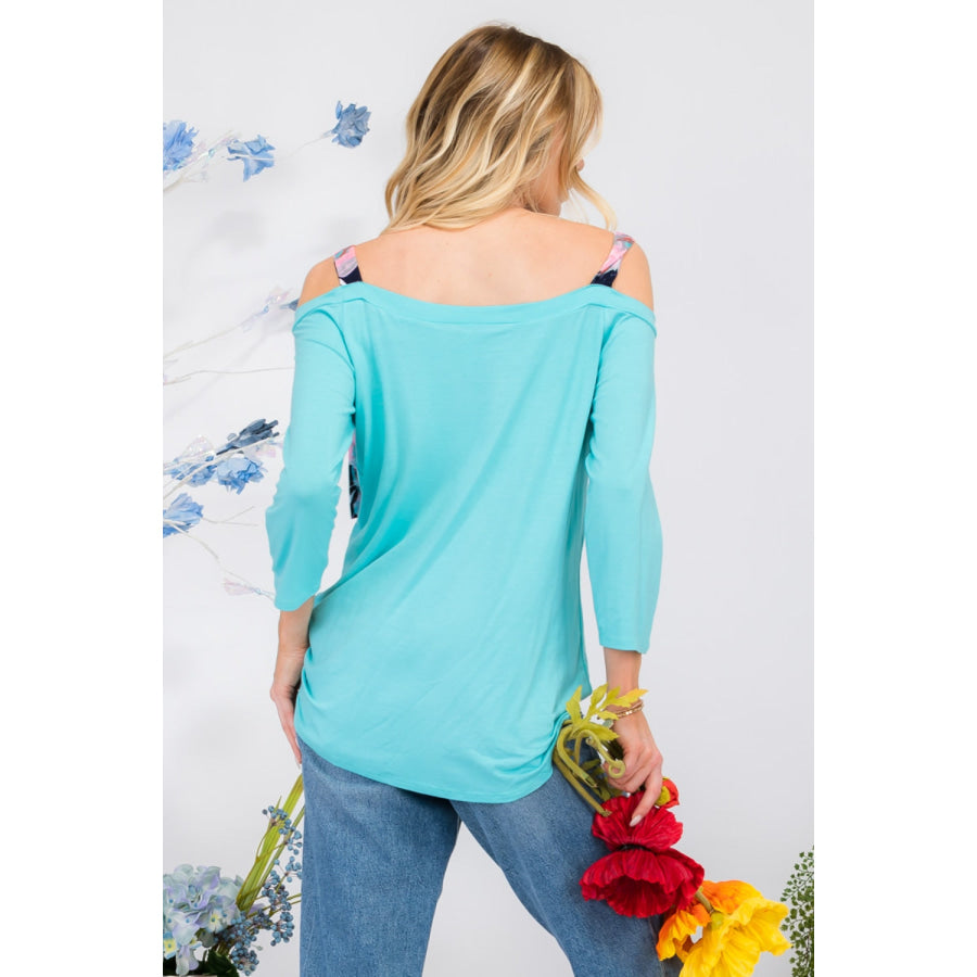 Celeste Full Size Tie - Strap Off - Shoulder Blouse Apparel and Accessories