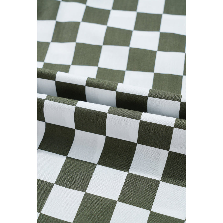 Checkered Collared Neck Long Sleeve Shirt Apparel and Accessories