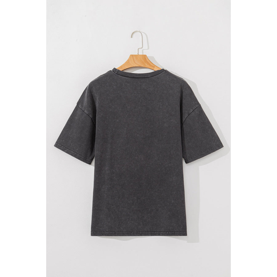 Cheetah Mineral Wash Round Neck Half Sleeve T-Shirt Apparel and Accessories