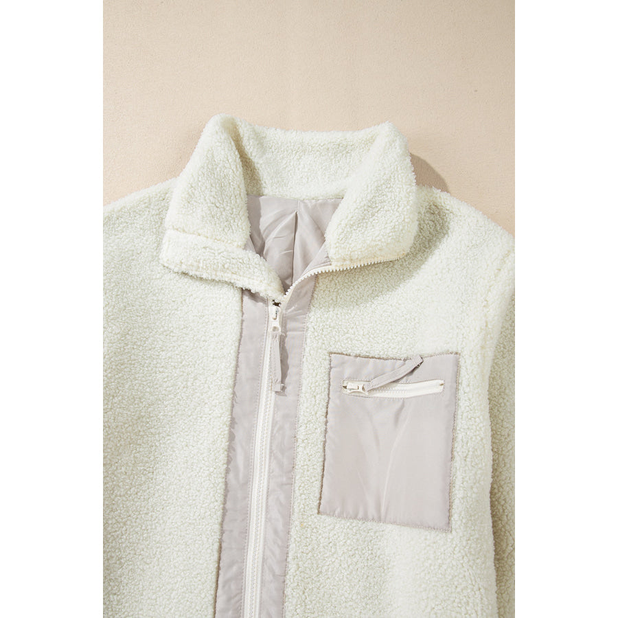Chest Pocket Zip Up Fleece Jacket Apparel and Accessories