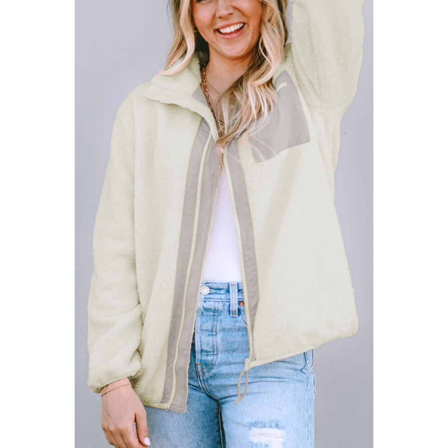 Chest Pocket Zip Up Fleece Jacket Apparel and Accessories