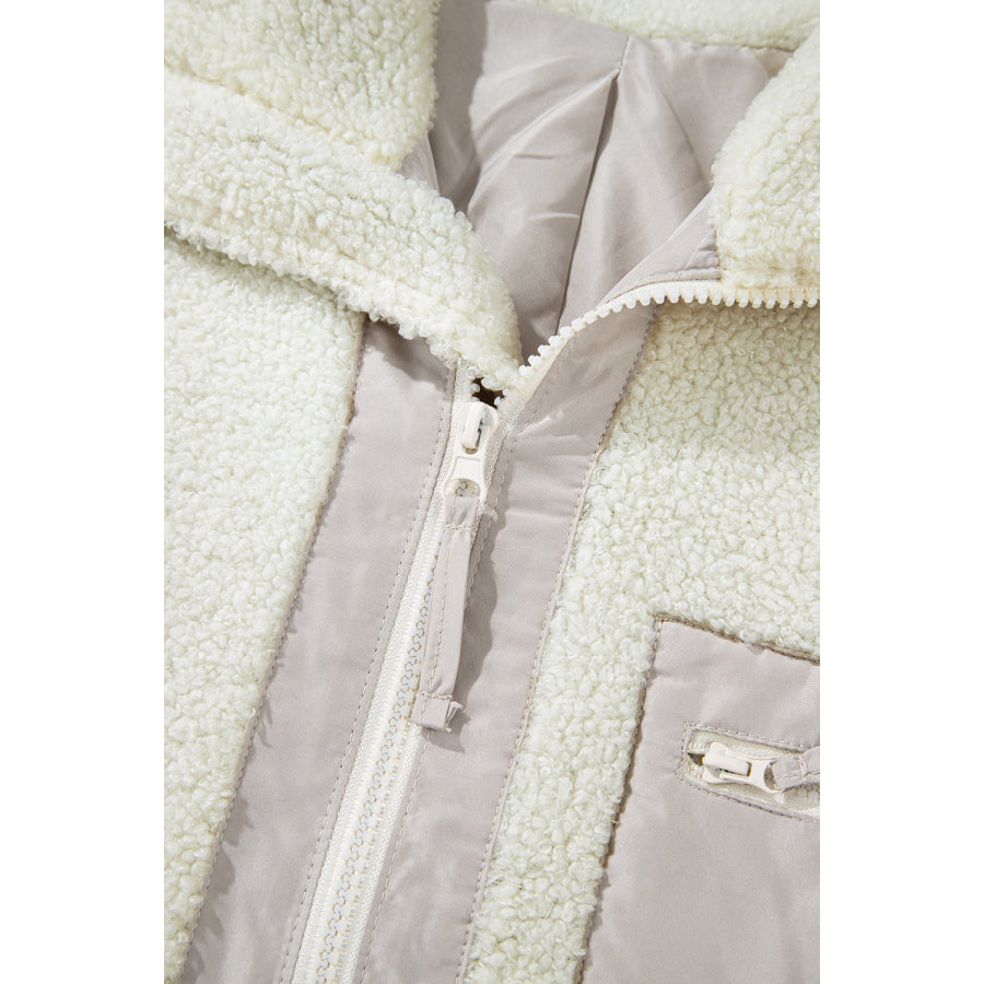 Chest Pocket Zip Up Fleece Jacket Apparel and Accessories