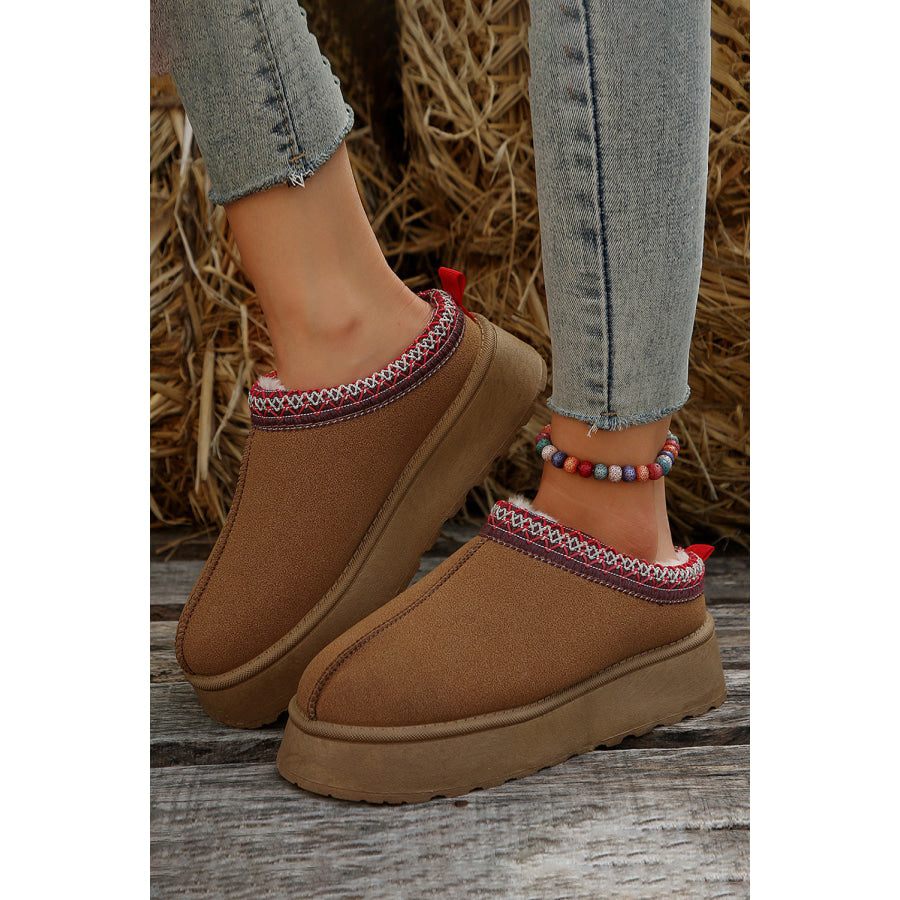 Chestnut Contrast Print Suede Plush Lined Snow Boots Shoes & Bags/Boots