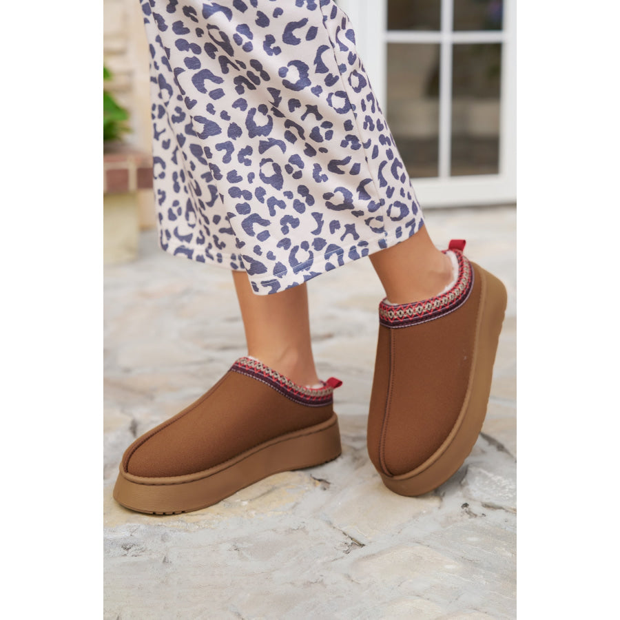 Chestnut Contrast Print Suede Plush Lined Snow Boots Shoes & Bags/Boots