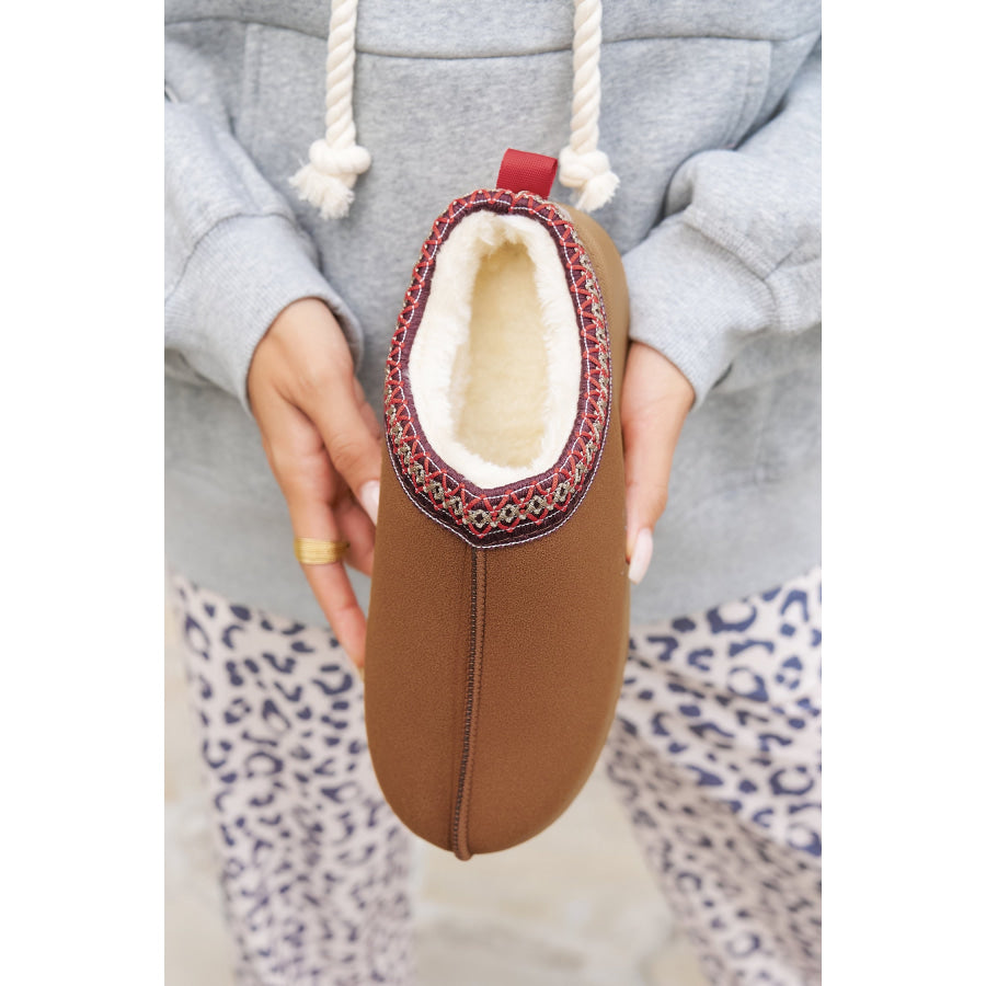 Chestnut Contrast Print Suede Plush Lined Snow Boots Shoes & Bags/Boots