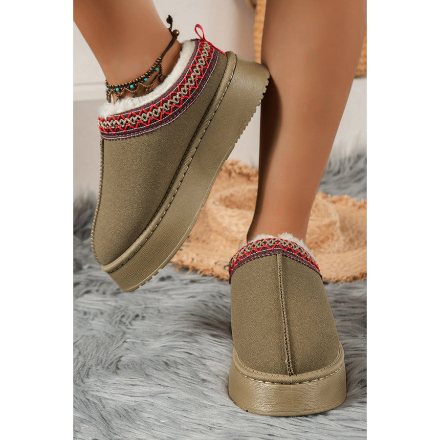 Chestnut Contrast Print Suede Plush Lined Snow Boots Shoes & Bags/Boots