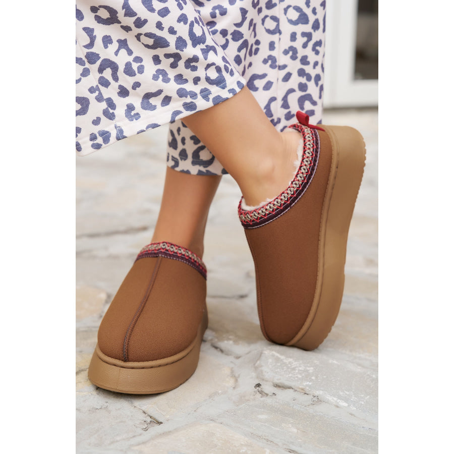 Chestnut Contrast Print Suede Plush Lined Snow Boots Shoes & Bags/Boots