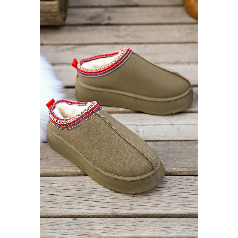 Chestnut Contrast Print Suede Plush Lined Snow Boots Shoes & Bags/Boots