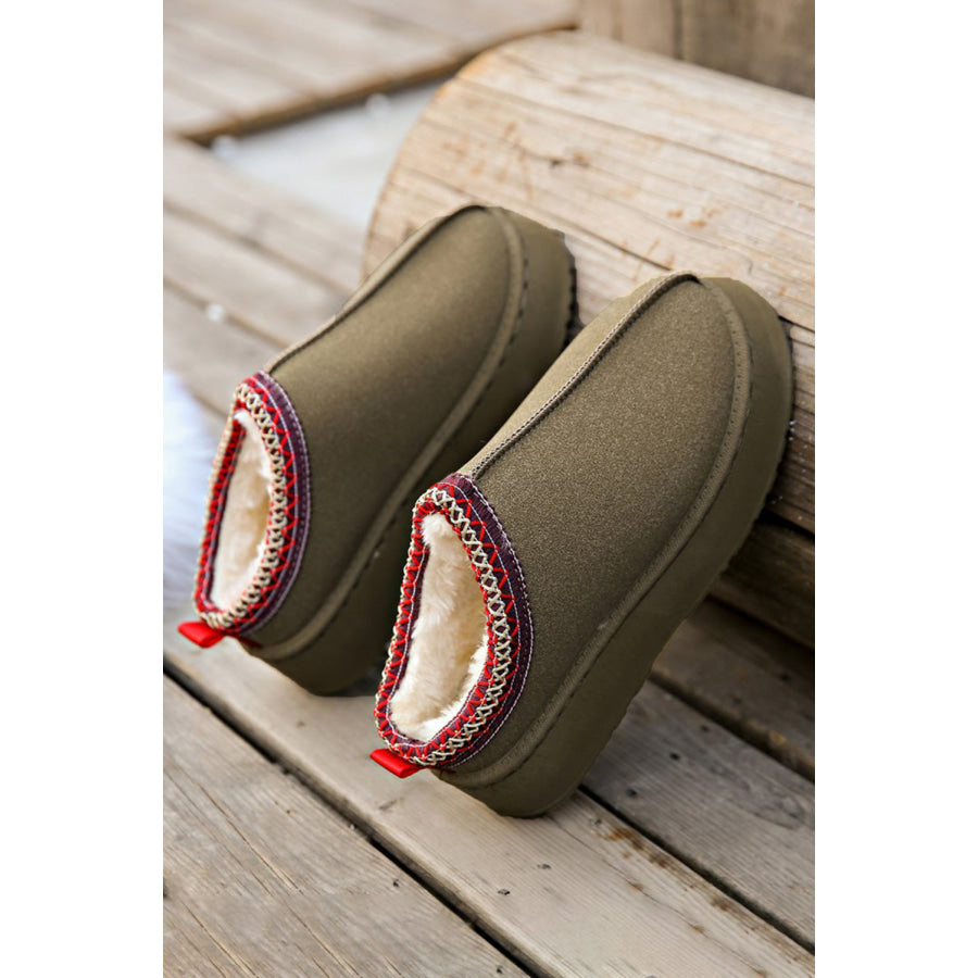 Chestnut Contrast Print Suede Plush Lined Snow Boots Shoes & Bags/Boots