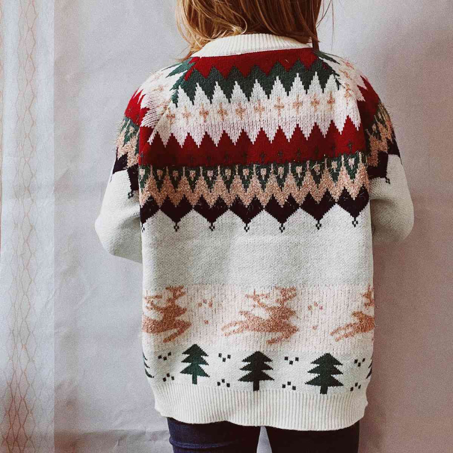 Christmas Element Long Sleeve Sweater Cream / S