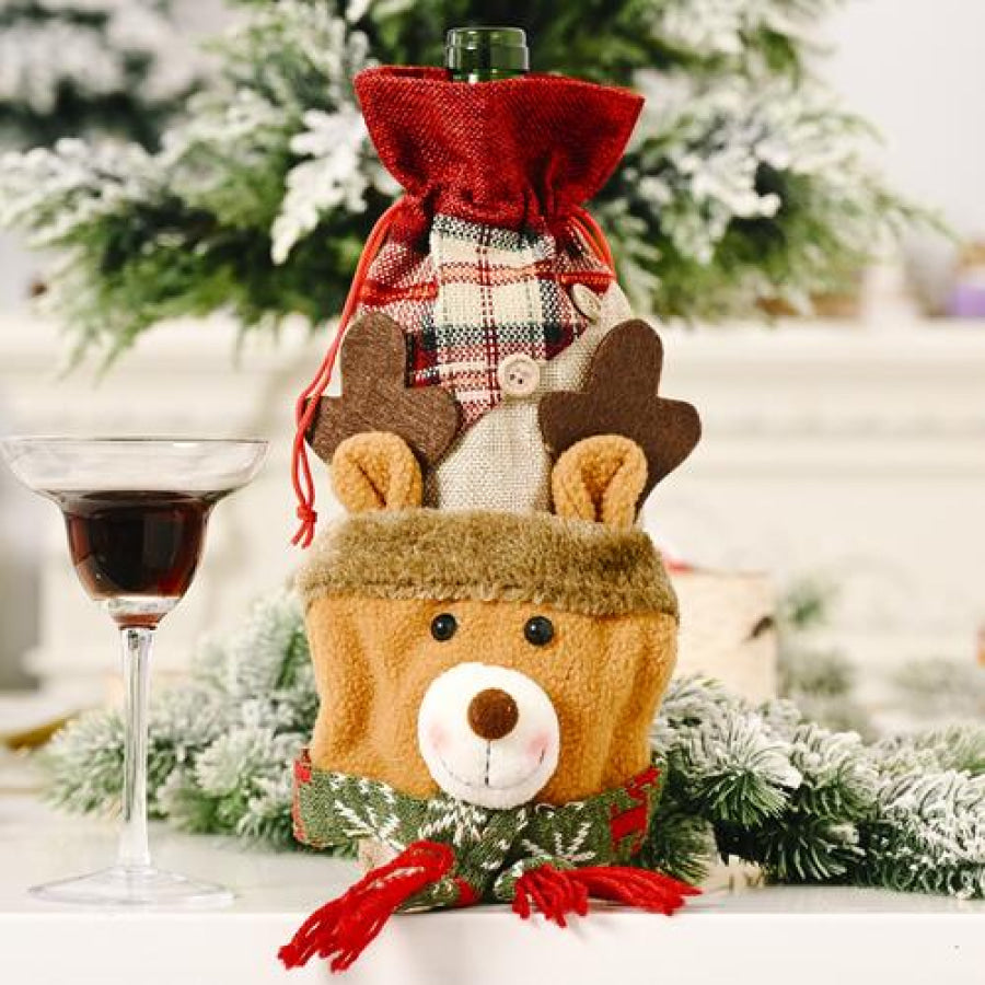 Christmas Wine Bottle Cover Style C / One Size