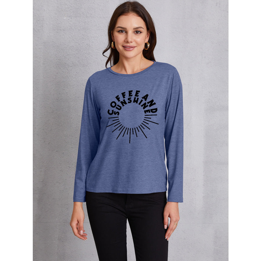 COFFEE AND SUNSHINE Round Neck Long Sleeve T - Shirt Dusty Blue / S Apparel Accessories