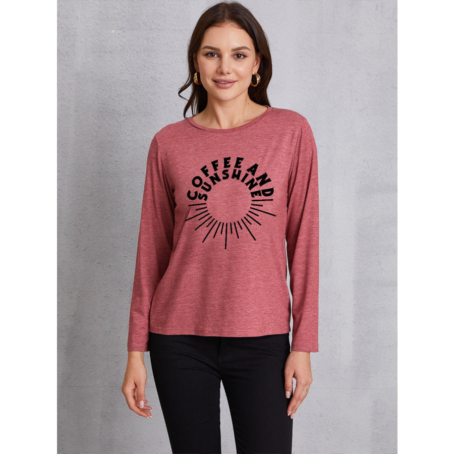 COFFEE AND SUNSHINE Round Neck Long Sleeve T - Shirt Light Mauve / S Apparel Accessories