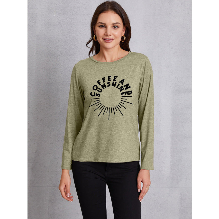 COFFEE AND SUNSHINE Round Neck Long Sleeve T - Shirt Sage / S Apparel Accessories
