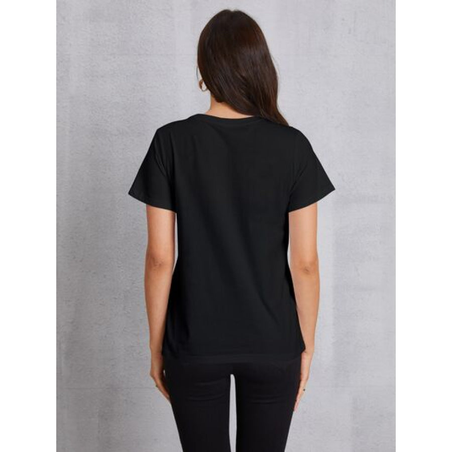 Coffee Bean Graphic Round Neck T - Shirt Black / S Apparel and Accessories