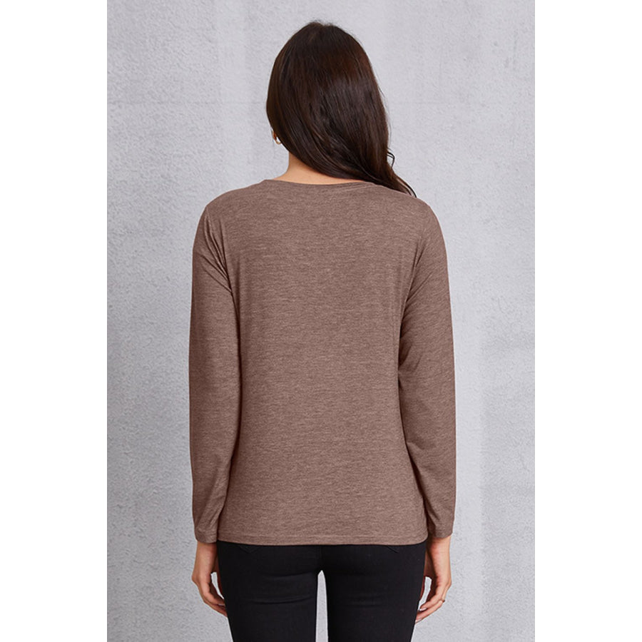 Coffee Graphic Round Neck Long Sleeve T - Shirt Apparel and Accessories