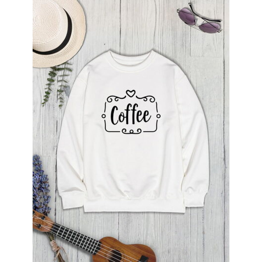 COFFEE Round Neck Dropped Shoulder Sweatshirt Apparel and Accessories