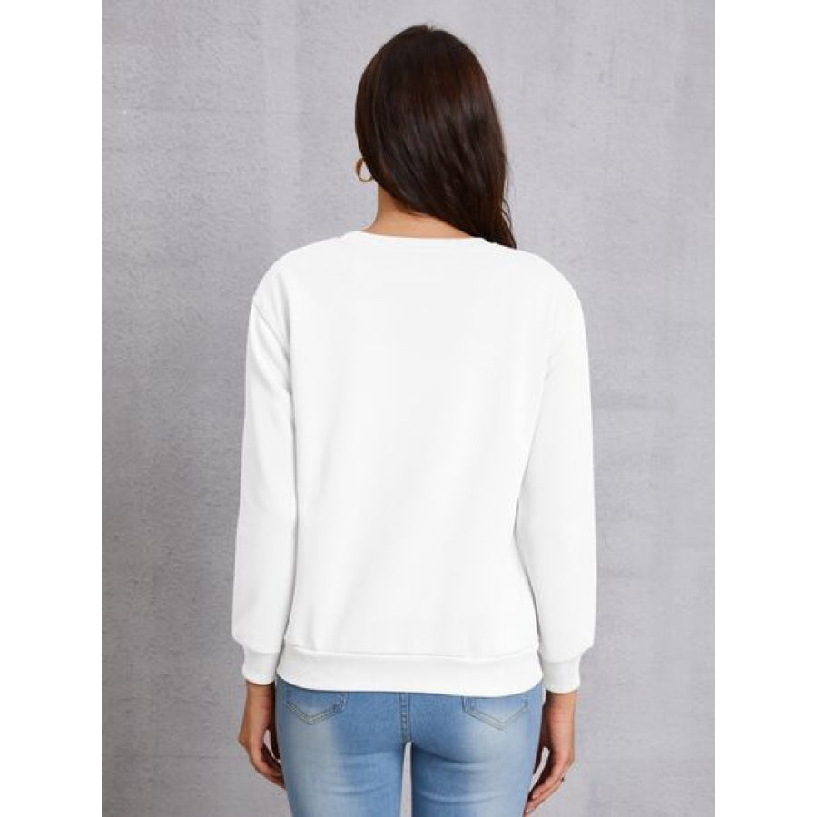 COFFEE Round Neck Dropped Shoulder Sweatshirt White / S Apparel and Accessories