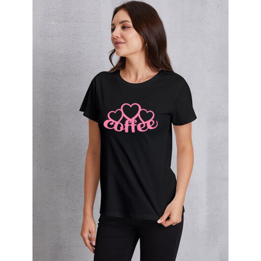 COFFEE Round Neck Short Sleeve T - Shirt Black / S Apparel and Accessories