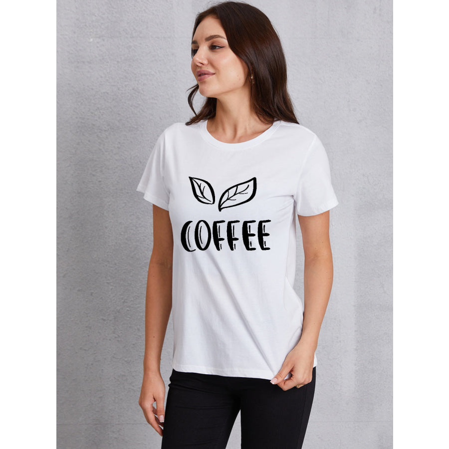 COFFEE Round Neck Short Sleeve T - Shirt White / S Apparel and Accessories