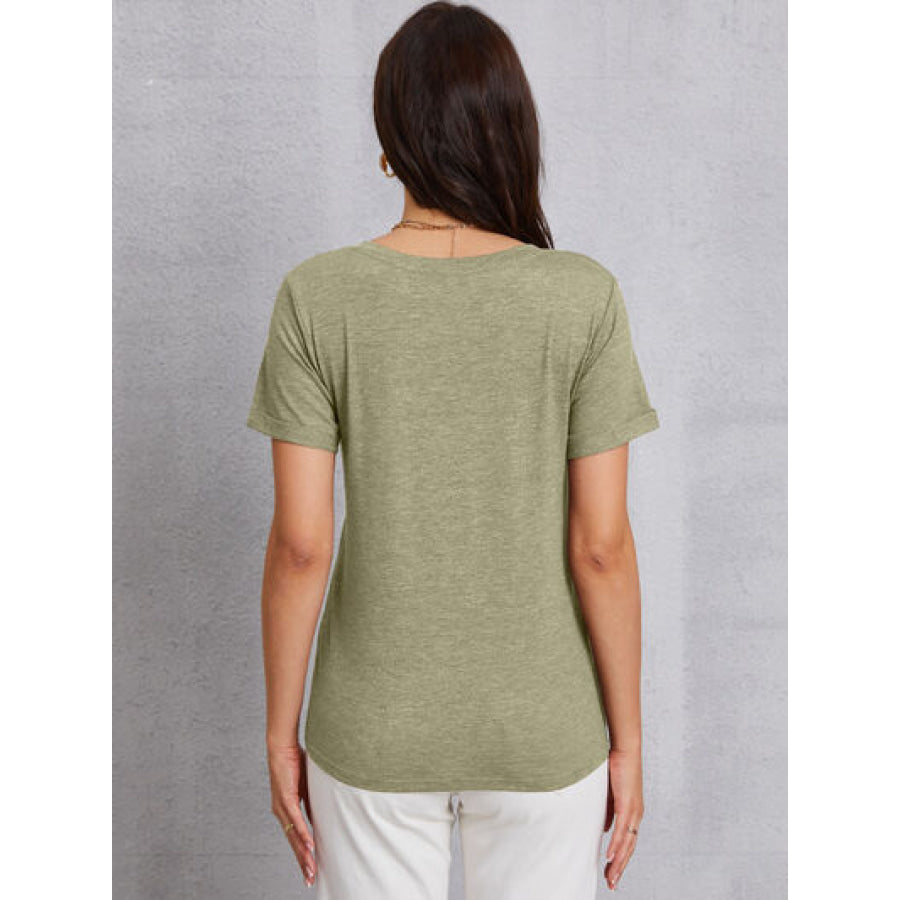 COFFEE V - Neck Short Sleeve T - Shirt Sage / S Apparel and Accessories