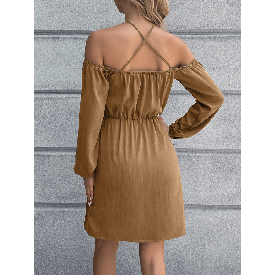 Cold-Shoulder Crisscross Mini Dress