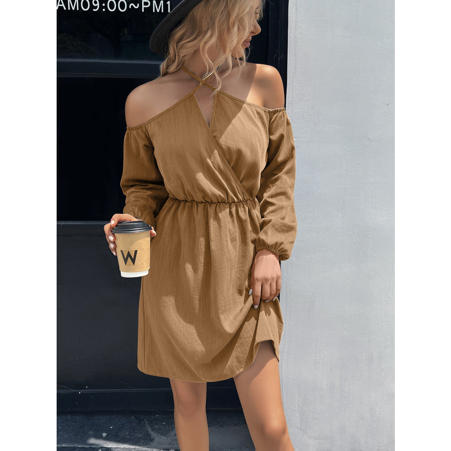 Cold-Shoulder Crisscross Mini Dress