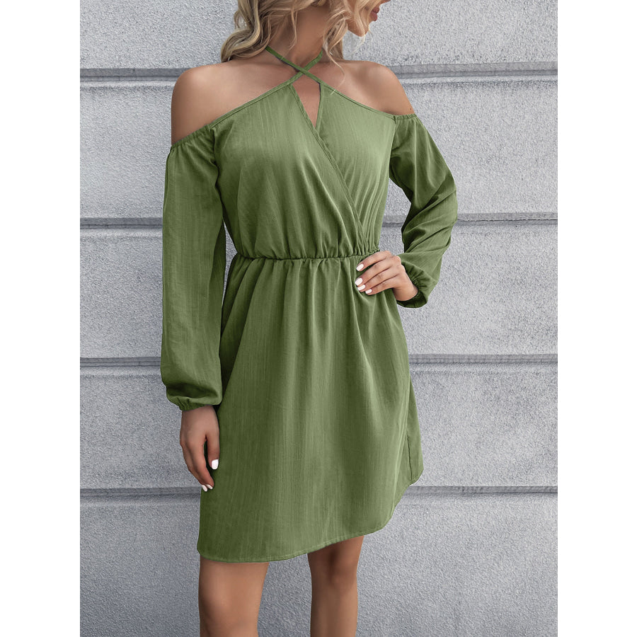 Cold-Shoulder Crisscross Mini Dress
