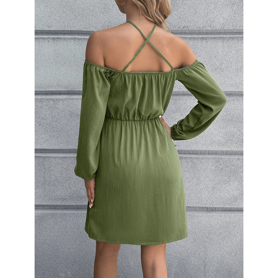 Cold-Shoulder Crisscross Mini Dress