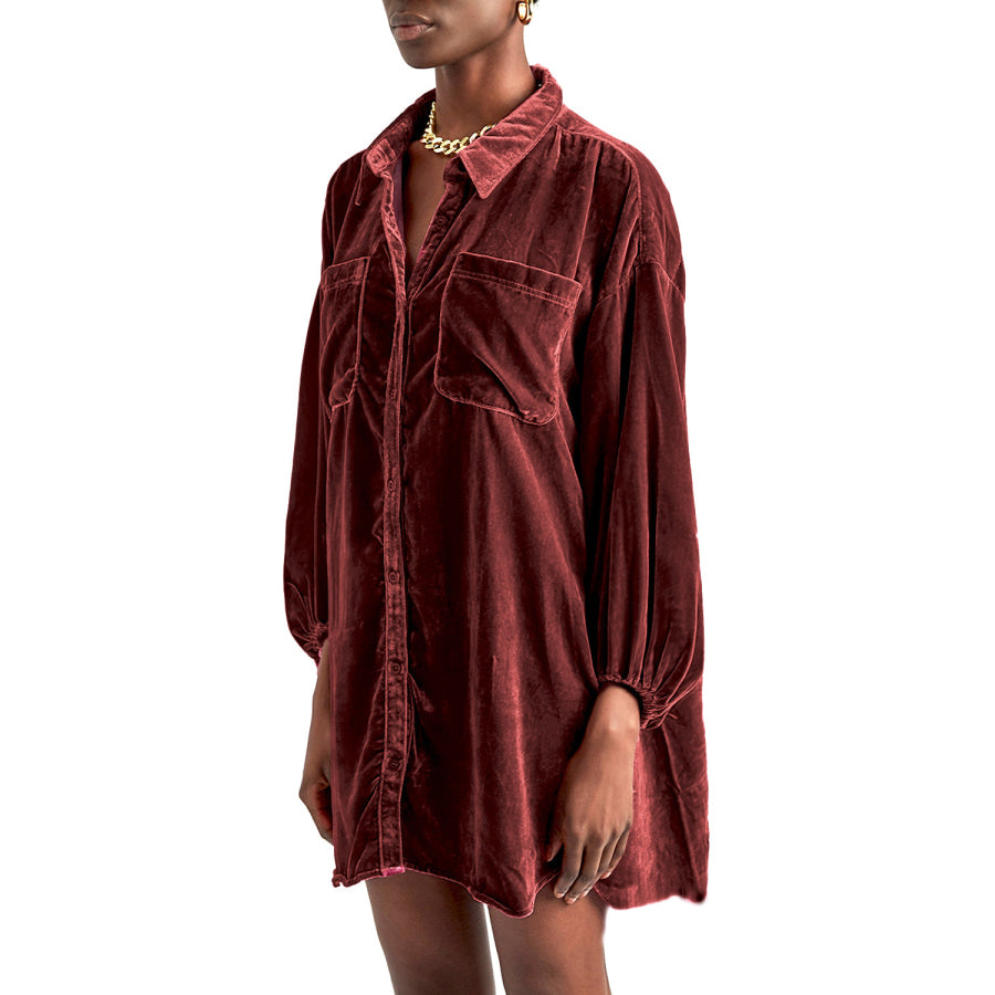 Collared Neck Button Down Long Sleeve Shirt Apparel and Accessories