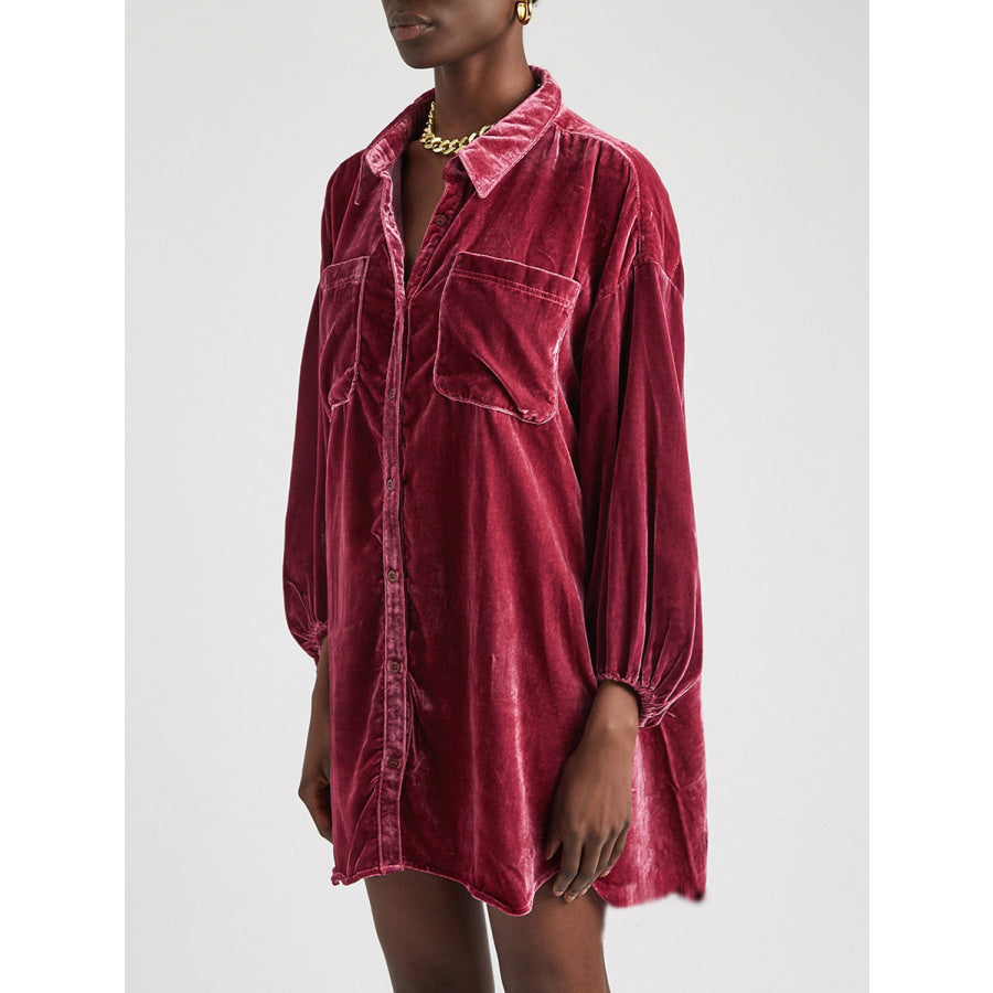 Collared Neck Button Down Long Sleeve Shirt Apparel and Accessories